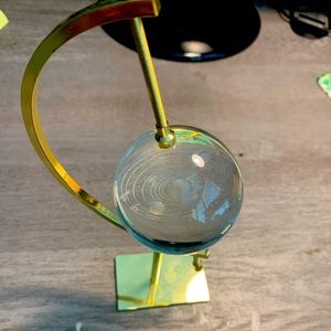 Planet clear sphere crystal with engraved planets with stand included